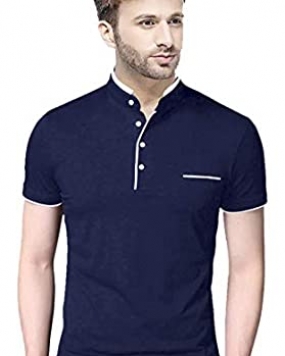 BLIVE Men's Solid Henley Neck Full Sleeve Cotton Blend 