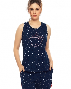 ZEYO Women's Cotton Star Printed Night Suit Set of Top & Shorts 