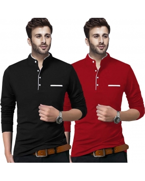 BLIVE Regular fit Solid Men's Henley Neck Full Sleeve T-Shirt  