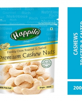Happilo Premium Toasted and Salted Cashews, 200g (Pack of 2)