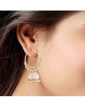  18K Gold Plated Traditional Handcrafted Meenakari work Jhumki Earrings for Women/Girls