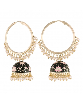 I Jewels 18K Gold Plated Traditional Handcrafted Meenakari work Jhumki Earrings 