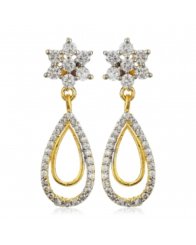 Estele Women'sGirls 24K Gold Plated Sparkling nakshatra drop Dangle Brass Metal Earrings 