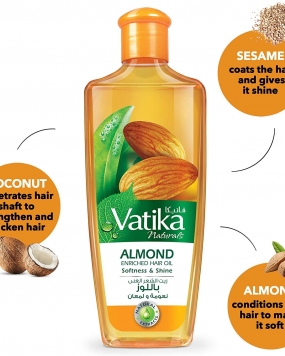 Dabur Vatika Imported Almond Enriched Hair Oil For Softness & Shine Hair Oil (200 Ml) 
